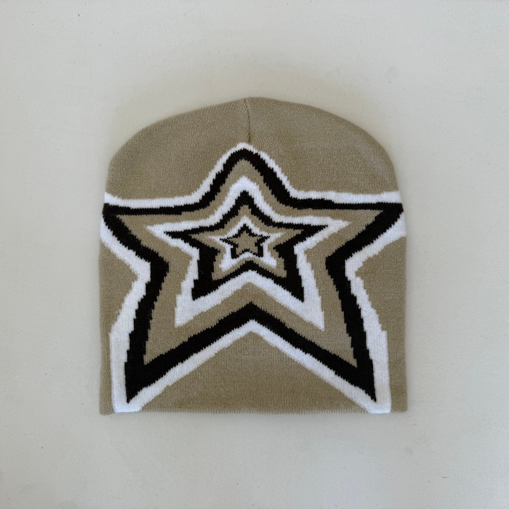 Y2k 2000s tan vintage star beanie